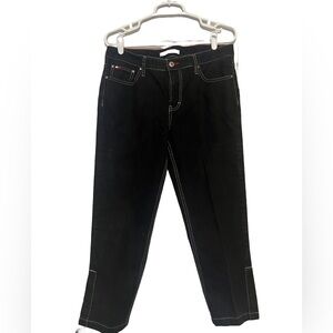Vintage Tommy Hilfiger Capri Denim Womens Size 8 Side Slit Leg Black  Y2K NWOT